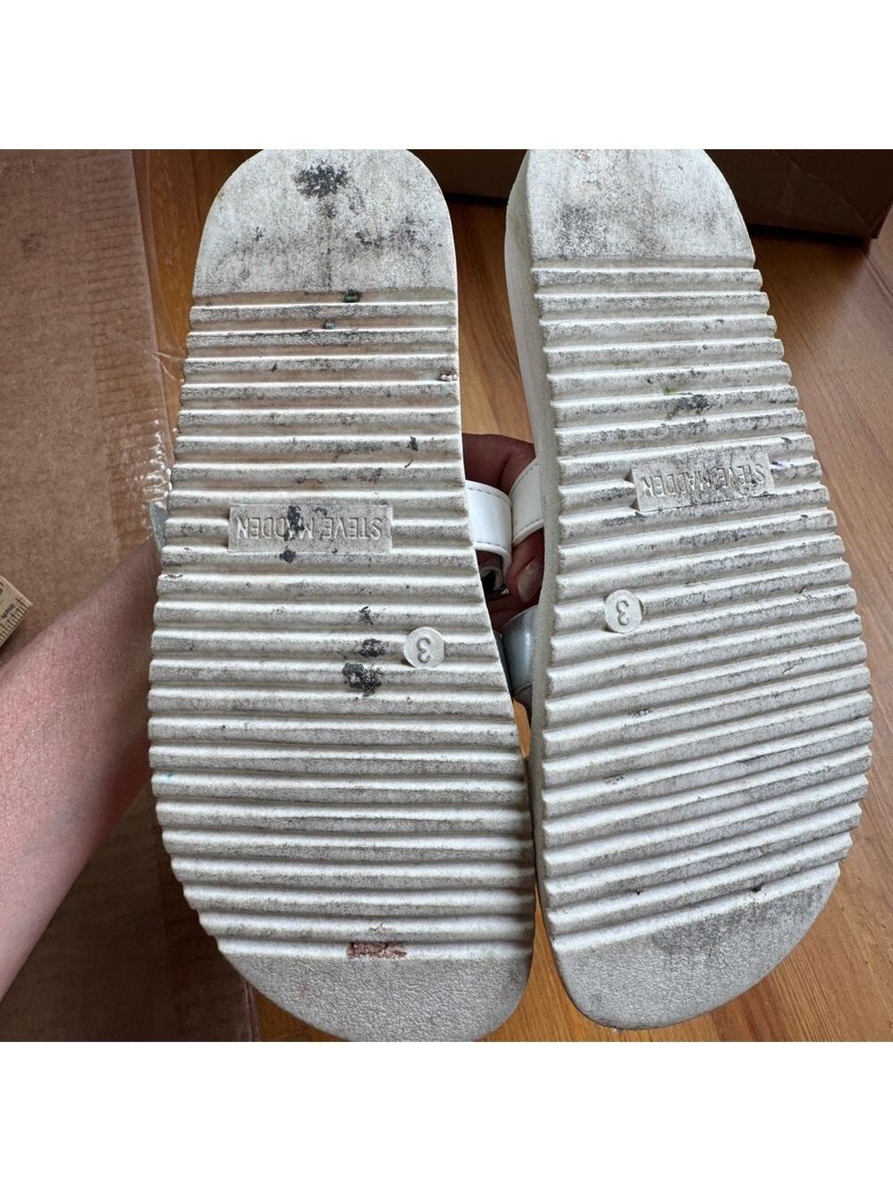 Steve Madden jmayven slide sandals white and silver size 3 - Picture 7 of 10